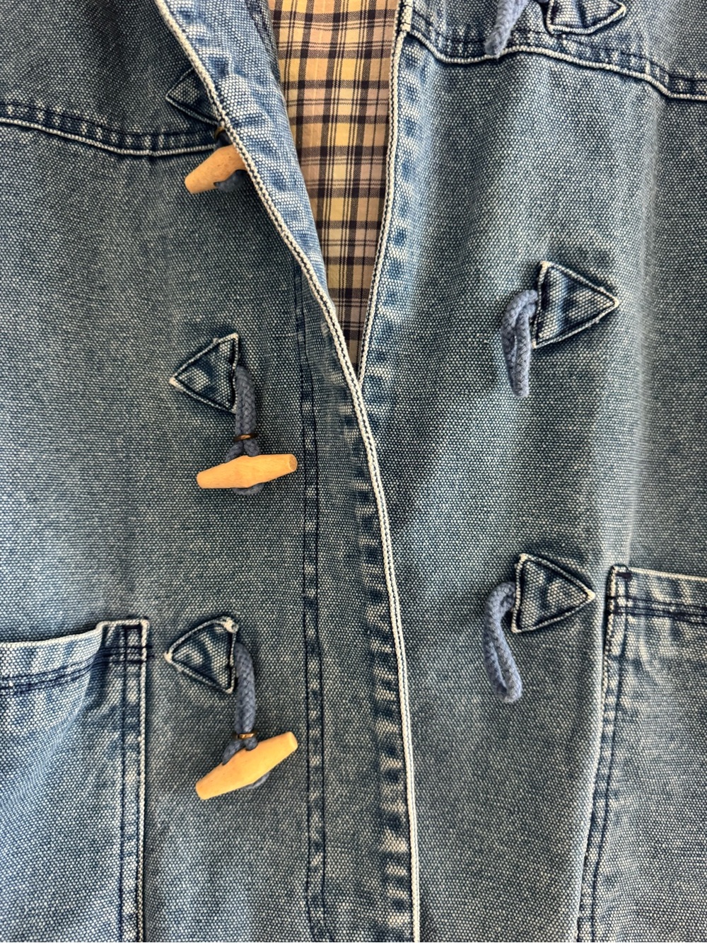 Aeropostale vintage Blue and White Plaid Lined Denim jacket - Picture 7 of 8